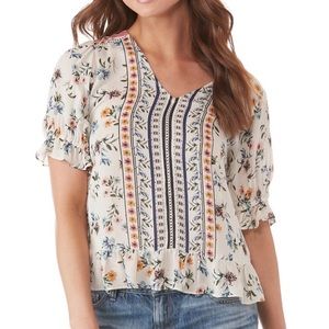Lucky Brand Floral Short Sleeve Blouse